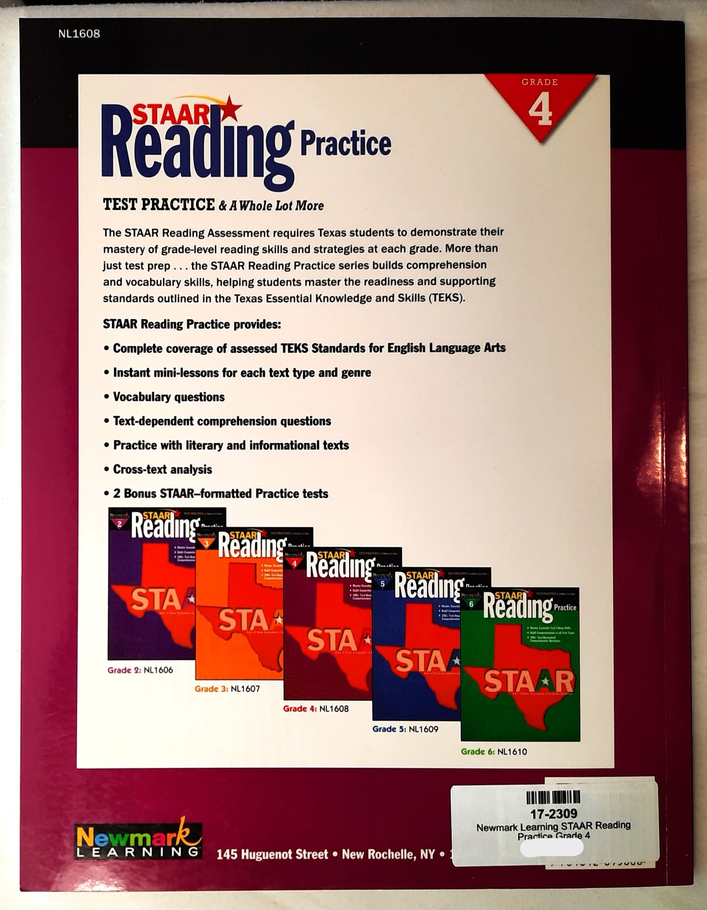 STAAR Reading Practice Grade 4 by Newmark Learning (New, 2013, Pbk, 140 pages)