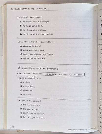 STAAR Reading Practice Grade 4 by Newmark Learning (New, 2013, Pbk, 140 pages)