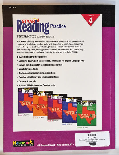 STAAR Reading Practice Grade 4 by Newmark Learning (New, 2013, Pbk, 140 pages)