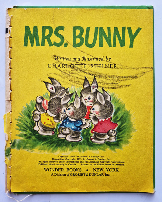 A Surprise for Mrs. Bunny by Charlotte Steiner (Poor, 1953, HC, Wonder Books)