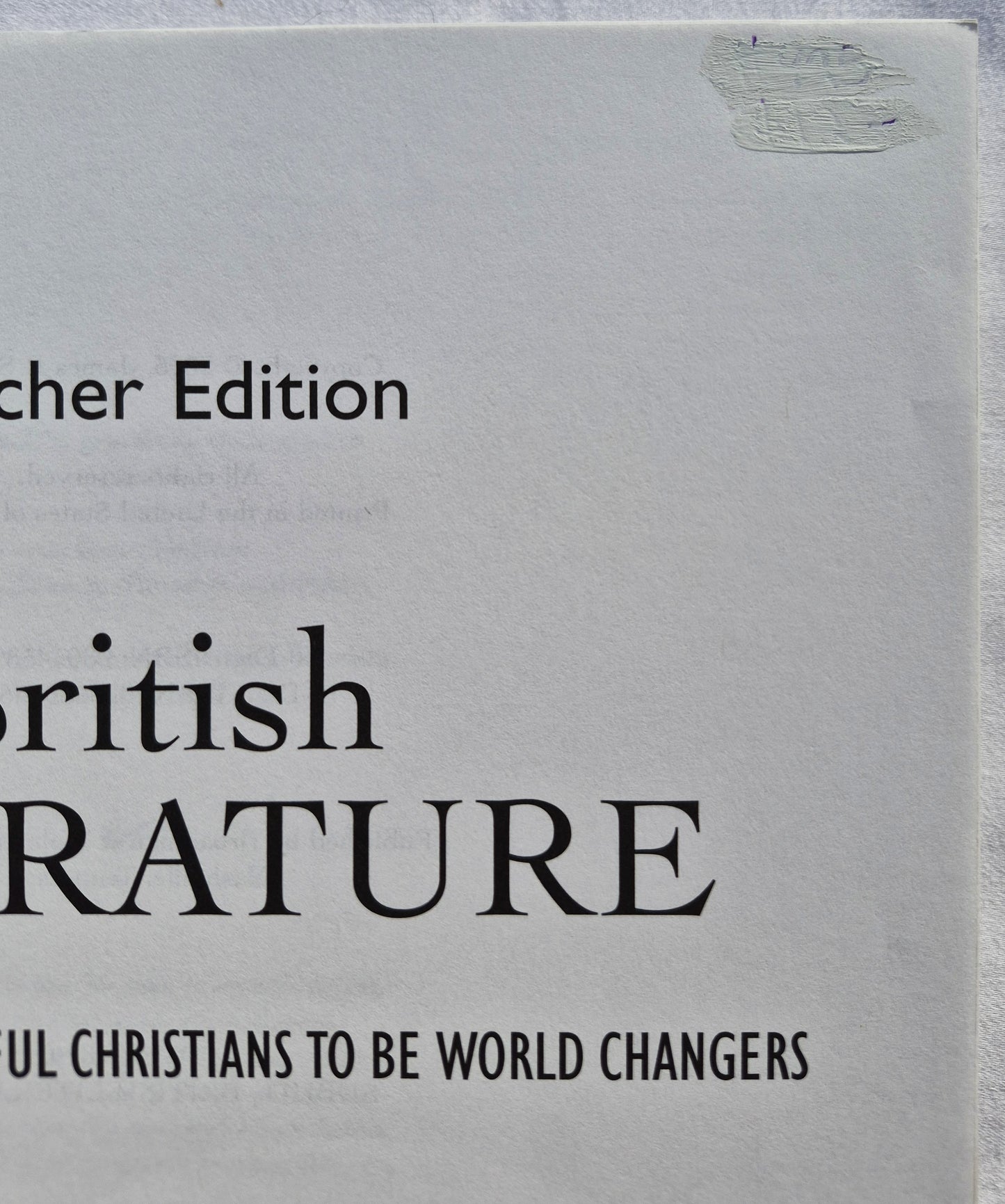 British Literature Teacher Edition with DVD by James Stobaugh (High School, NEW, 2005, Pbk, 360 pages, Broadman & Holman)