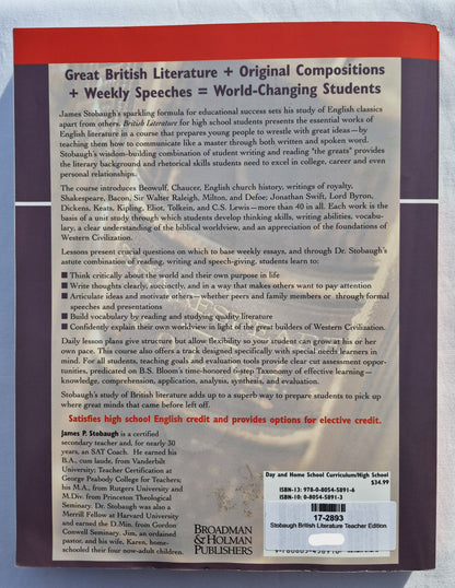 British Literature Teacher Edition with DVD by James Stobaugh (High School, NEW, 2005, Pbk, 360 pages, Broadman & Holman)