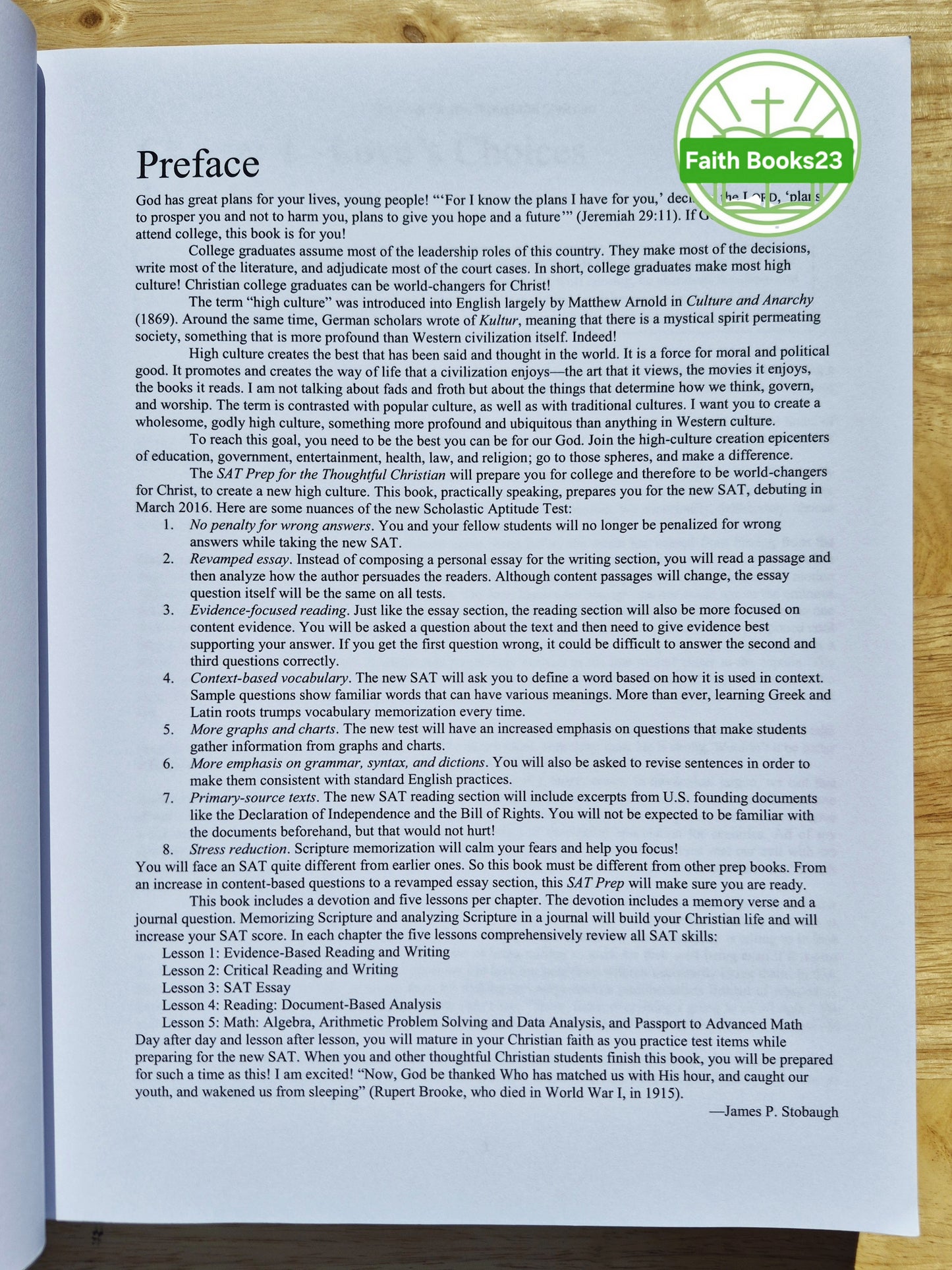 SAT-Vorbereitung für den nachdenklichen Christen von James P. Stobaugh (NEU, 2015, Paperback, For Such a Time as This)