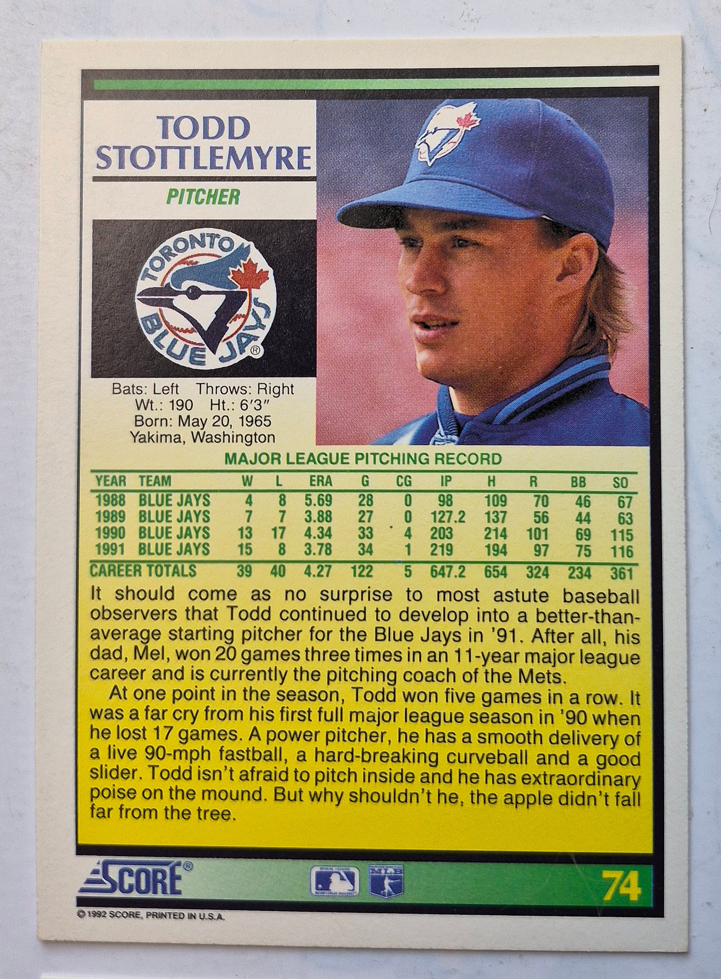 Bewertung '92 Bob Scanlan Pitcher Chicago Cubs #285 Baseballkarte Fast Neuwertig