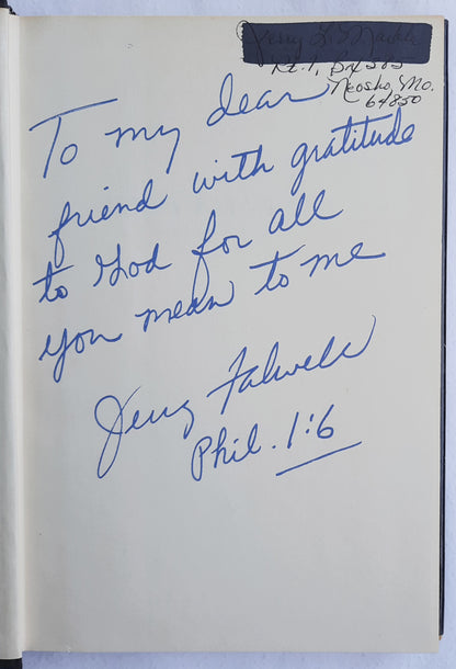 Jerry Falwell: A Flame for God by Gerald Strober; Ruth Tomczak (Very good, 1979, HC, 188 pages, Thomas Nelson, inscription by Jerry Falwell)