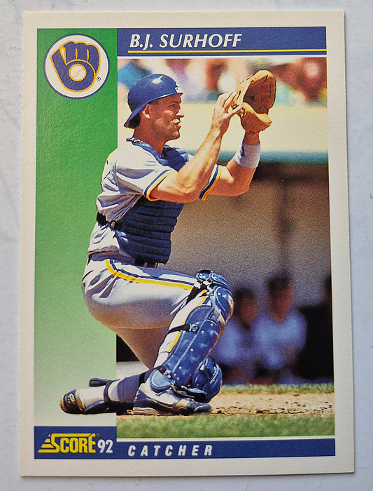 Score '92 B.J. Surhoff Milwaukee Brewers Catcher #78 Baseballkarte Nahezu Neuwertig