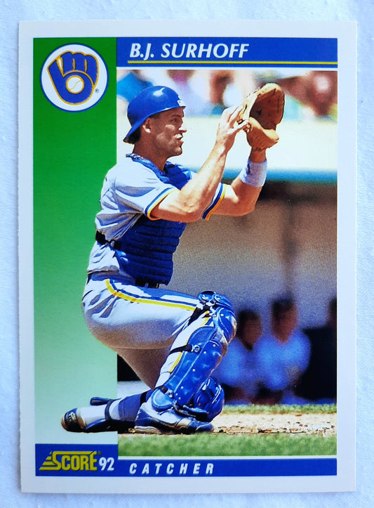 Score '92 B.J. Surhoff Milwaukee Brewers Catcher #78 Baseball Card Near Mint
