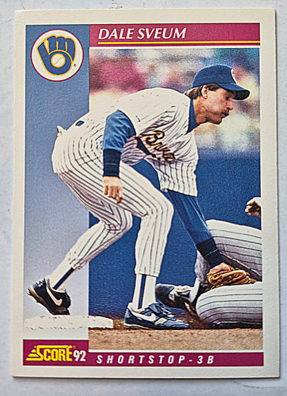 Sveum Dale Milwaukee Brewers Shortstop-3B #181 Score '92 Baseball Card