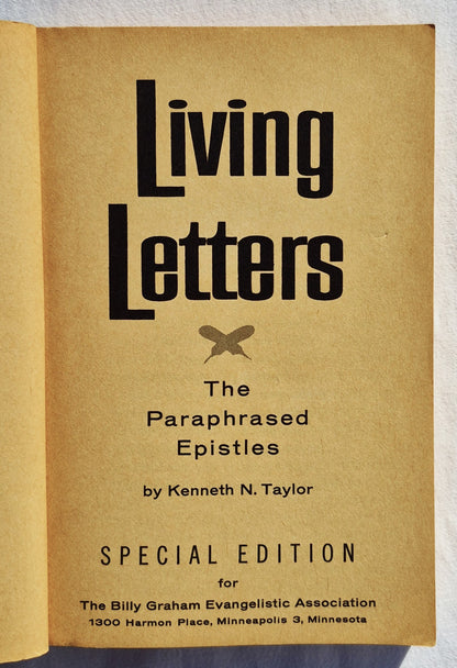 Living Letters: The Paraphrased Epistles Special Editon von Kenneth N. Taylor (Gut, 1963, TB, The Billy Graham Evangelistic Association)