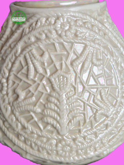 Teekanne mit Deckel Keramik Geprägt Irisierend Elfenbein (Sehr gut, Made in China)