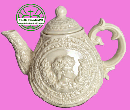 Teekanne mit Deckel Keramik Geprägt Irisierend Elfenbein (Sehr gut, Made in China)