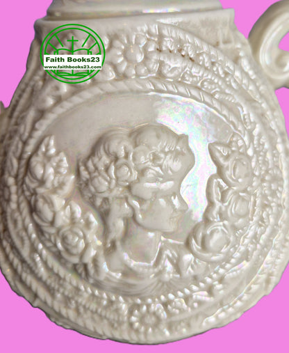 Teekanne mit Deckel Keramik Geprägt Irisierend Elfenbein (Sehr gut, Made in China)
