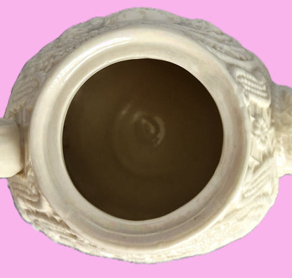 Teekanne mit Deckel Keramik Geprägt Irisierend Elfenbein (Sehr gut, Made in China)