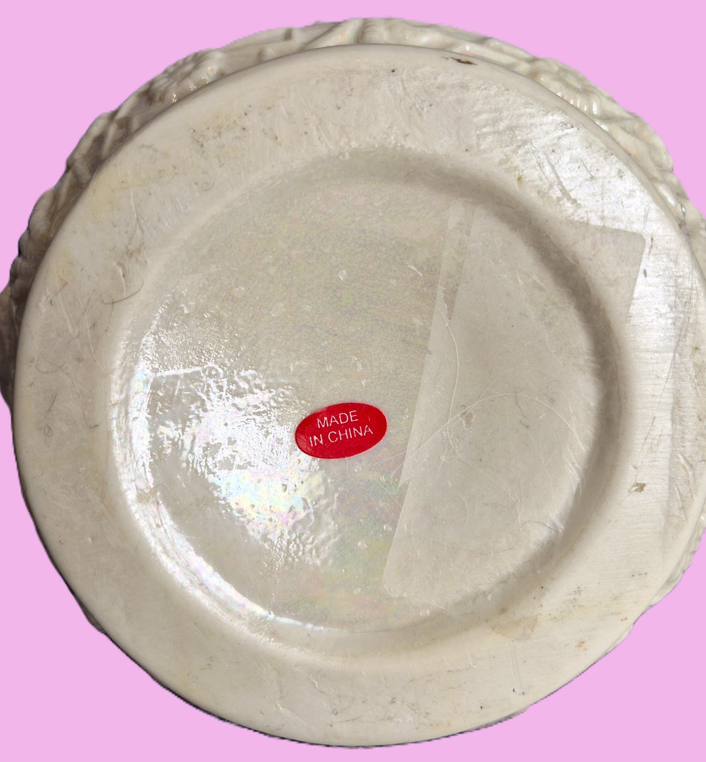 Teekanne mit Deckel Keramik Geprägt Irisierend Elfenbein (Sehr gut, Made in China)