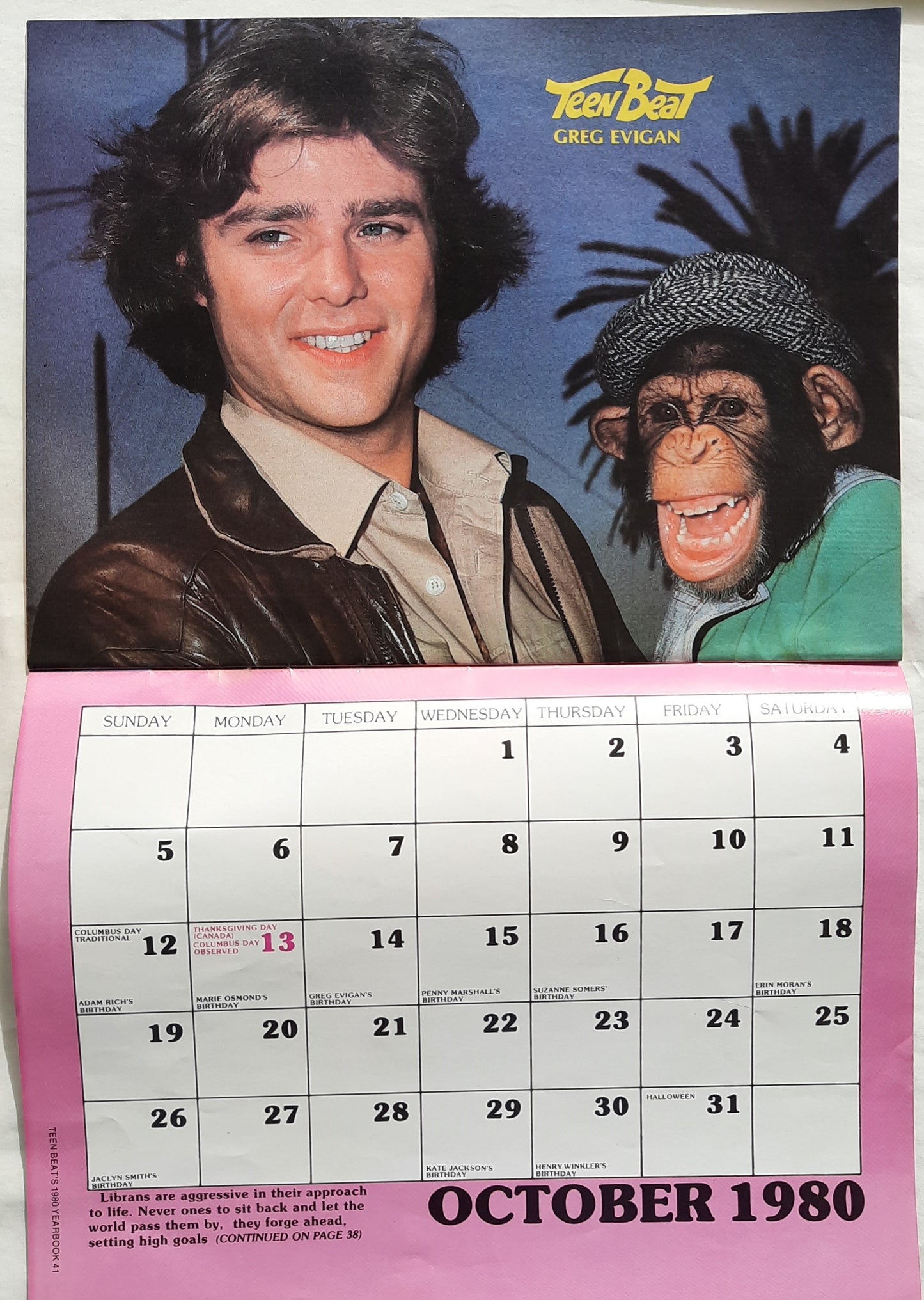 Teen Beat's 1980 Yearbook, Datebook Calendar Magazine (Very good-INTACT, 1979, Pbk, 48 pages)