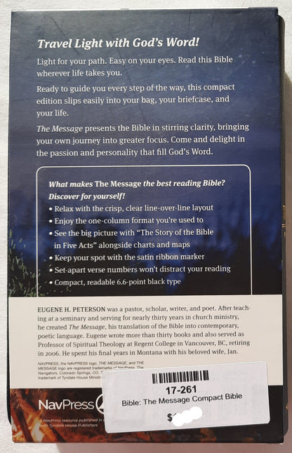 The Message Compact Bible (New, 2021, Black Leather-look, 1536 pages, NavPress)