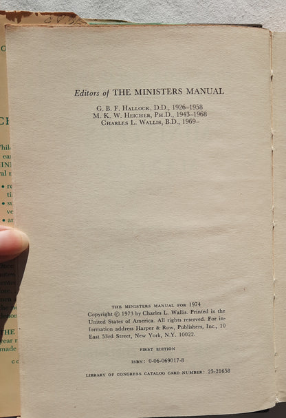 The Ministers Manual (Doran's) 1974 Edition edited by Charles L. Wallis (Good, HC, 280 pages, Harper & Row)