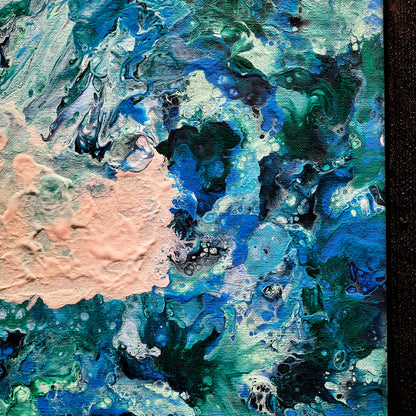 Acrylic Painting "The Wave" 12 inch x 12 inch by T.Ray - New