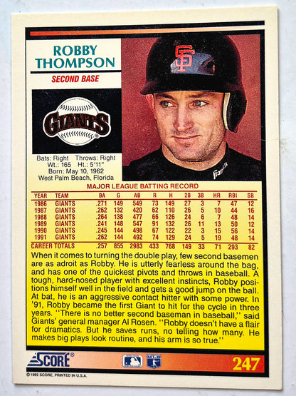 Thompson Robby San Francisco Giants Segunda Base #247 Tarjeta de Béisbol Score '92