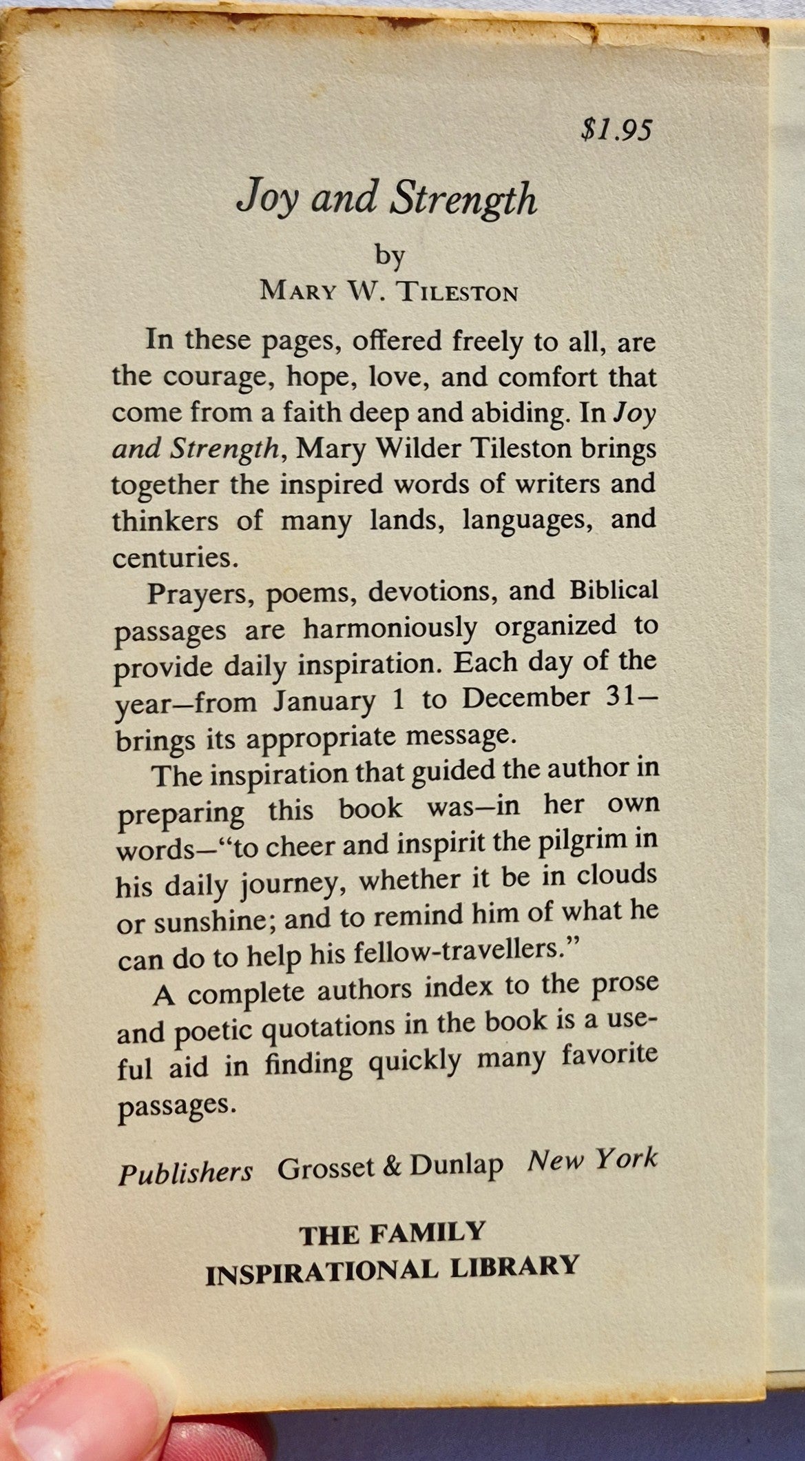 Joy and Strength by Mary Wilder Tileston (Sehr gut, 1929, geb., 373 Seiten, Grosset & Dunlap)