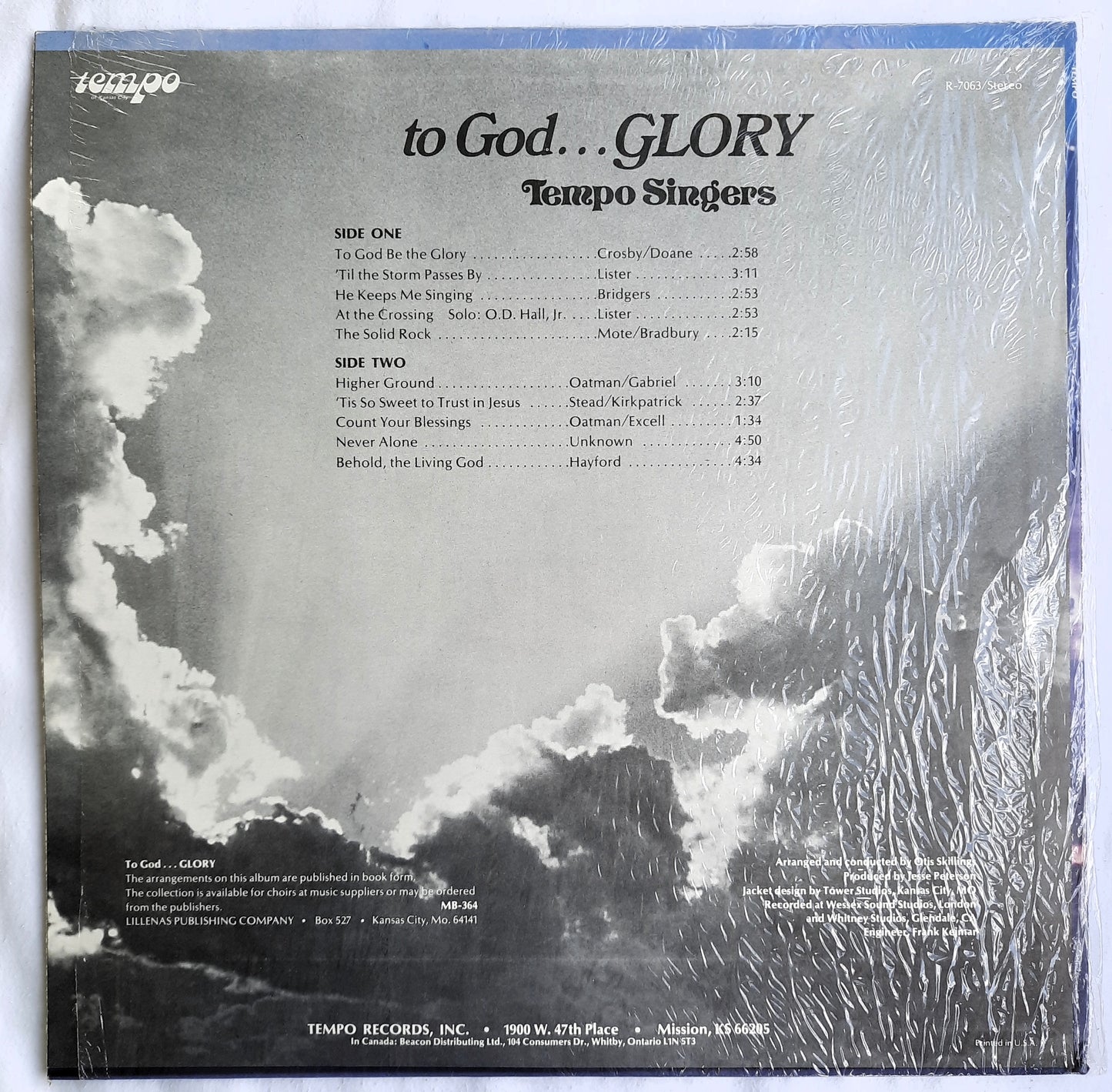 Tempo Singers of Kansas City to God...Glory Vinyl Record Album (Full-Length LP, Very Good, R-7063)