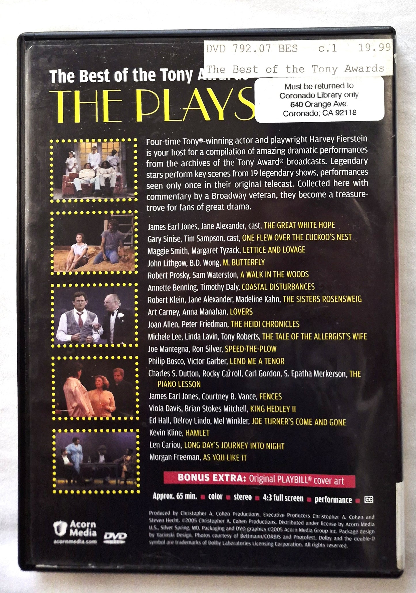 The Best of the Tony Awards: The Plays (Very good, 2005, DVD, Acorn Media)