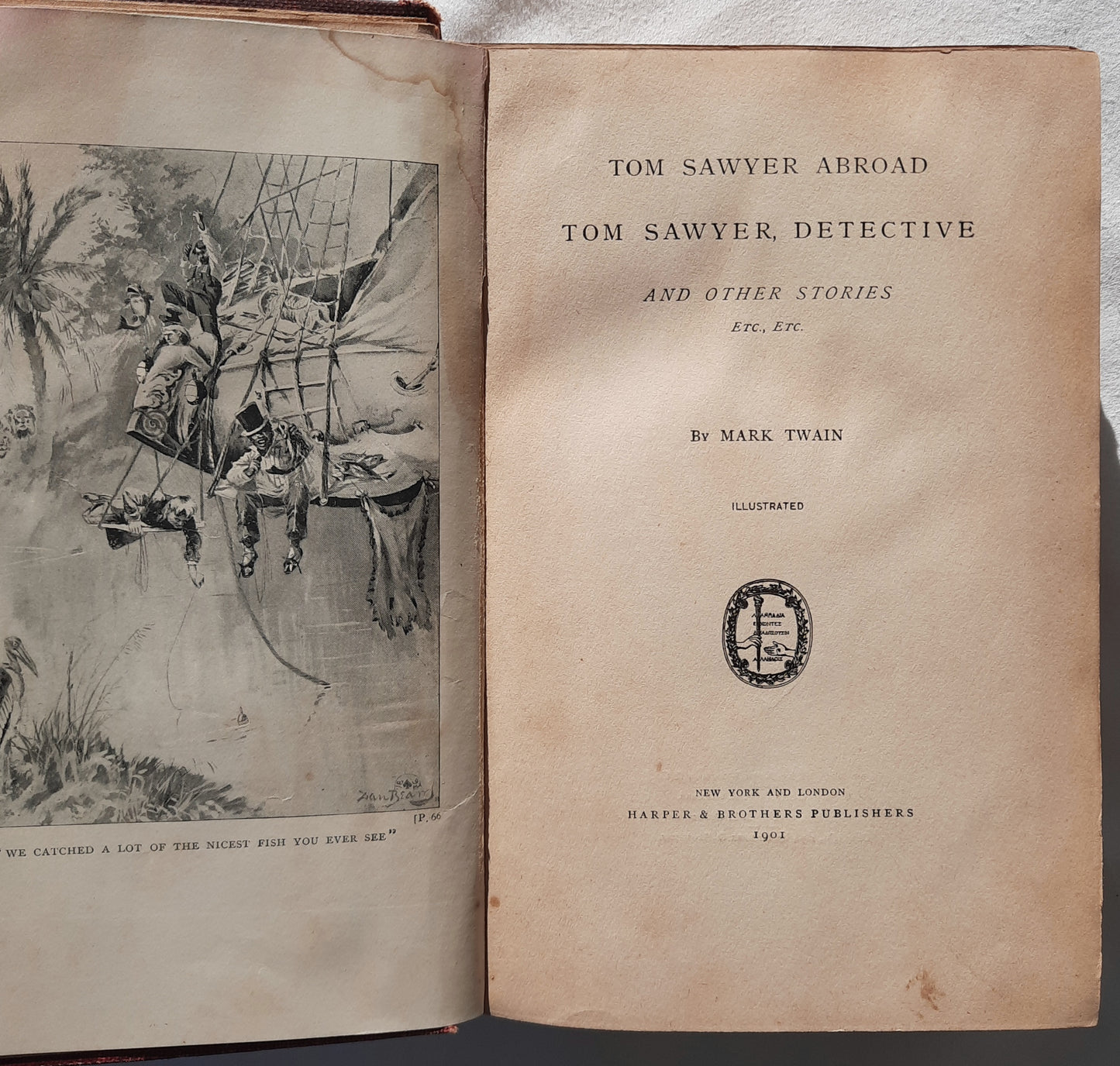 Tom Sawyer Abroad: Tom Sawyer, Detective and Other Stories by Mark Twain (Acceptable, 1901, HC, 410 pages, Harper & Brothers)