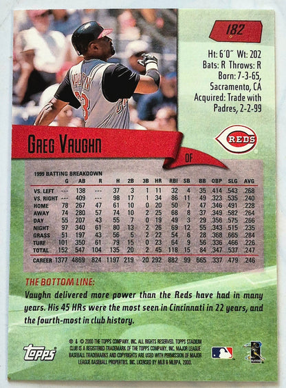 Vaughn Greg Cincinnati Reds Outfield #182 Topps 2000 Stadium Club  Baseball Card