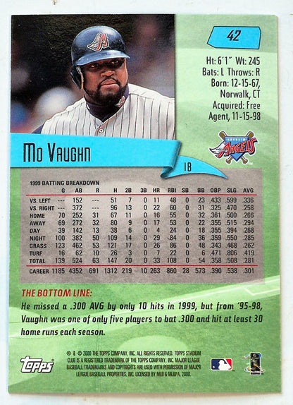 Vaughn Mo Anaheim Angels 1st Base #42 Topps 2000 Stadium Club Baseball Card