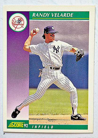 Velarde Randy New York Yankees Infield #337 Score '92 Baseball Card