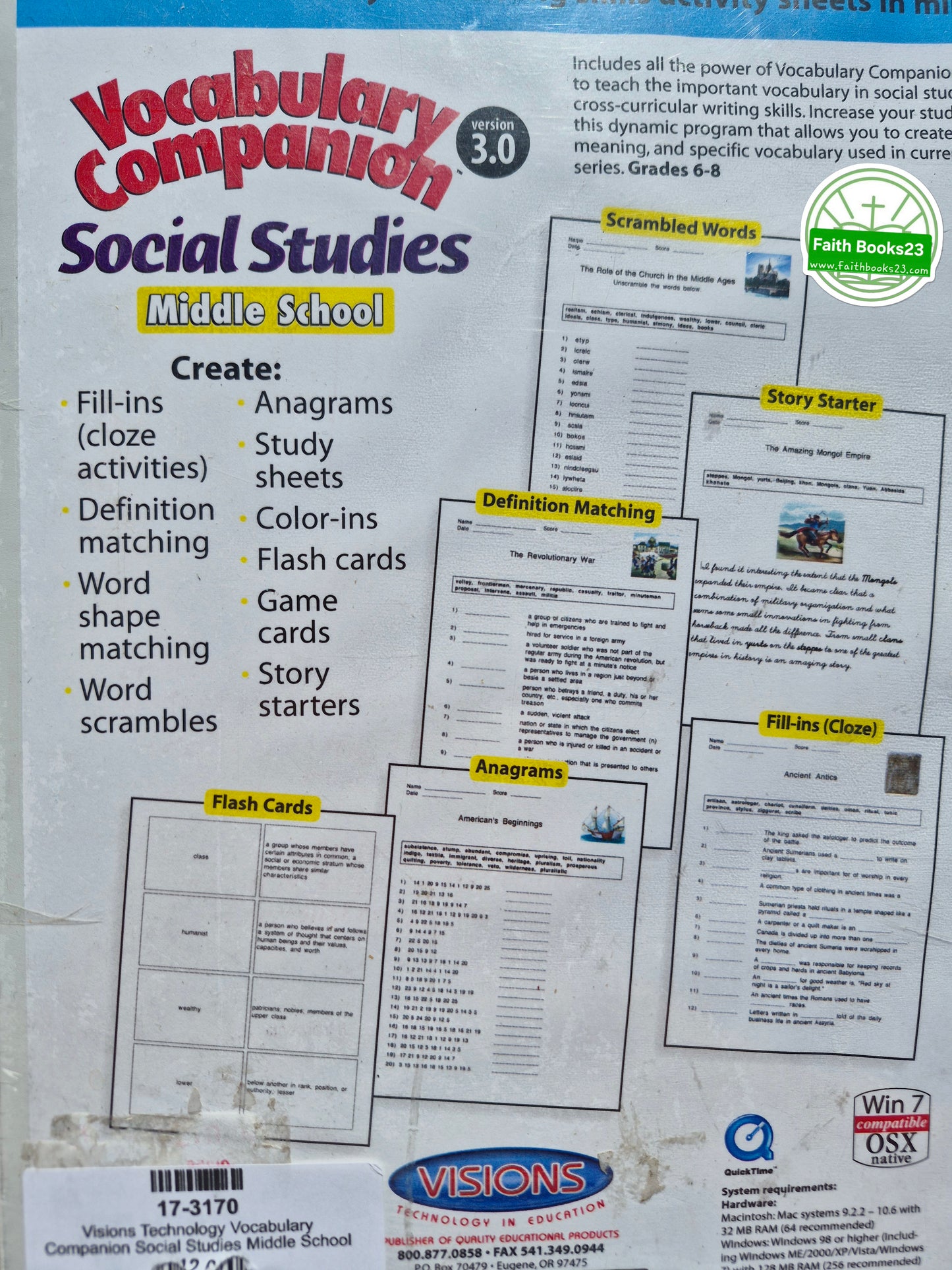 Vocabulary Companion Social Studies Mittelstufe Version 3.0 Visions Technology in Education NEU, 2016
