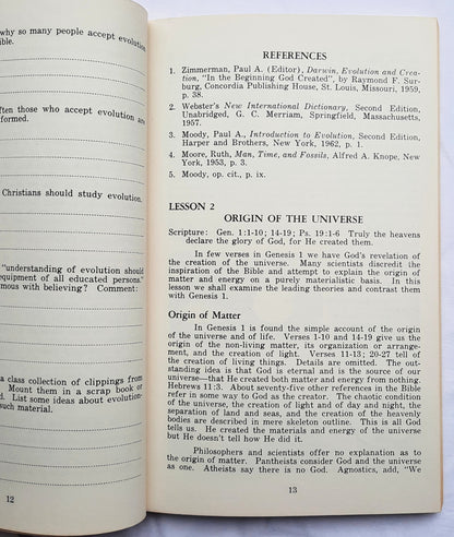 In the Beginning: A Study of Creation Versus Evolution for Young People by Rita Rhodes Ward (Good, 1965, Pbk, 112 pages, Sentinel Publications)