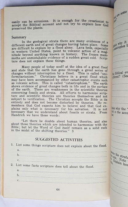 In the Beginning: A Study of Creation Versus Evolution for Young People by Rita Rhodes Ward (Good, 1965, Pbk, 112 pages, Sentinel Publications)