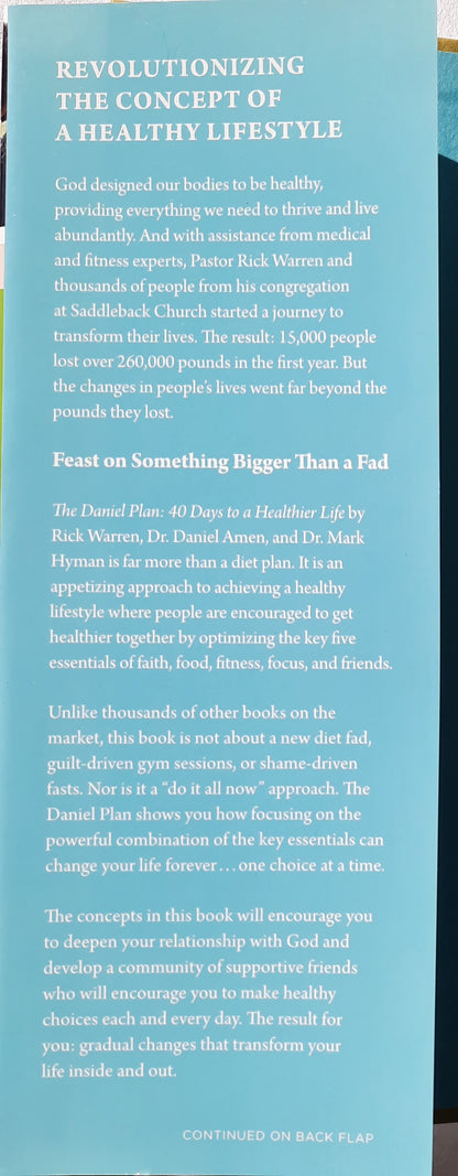 The Daniel Plan: 40 Days to a Healthier Life by Rick Warren; Daniel Amen; Mark Hyman (Very good, 2013, HC, 362 pages, Zondervan)