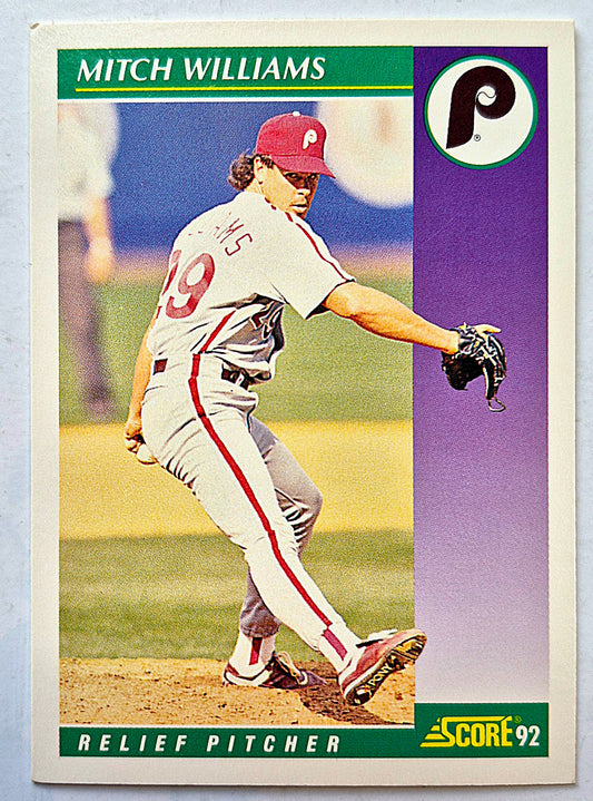 Williams Mitch Philadelphia Phillies Relief Pitcher #356 Score '92 Baseball Card