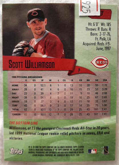 2000 Stadium Club Scott Williamson Cincinnati Reds #113 Baseball Card TOPPS