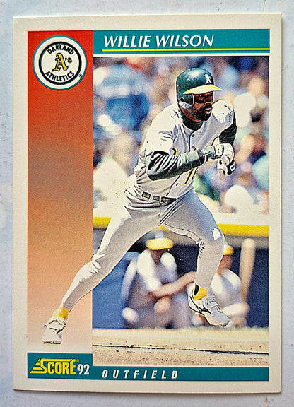 Wilson Willie Oakland Athletics Outfield #328 Score '92 Baseball Card