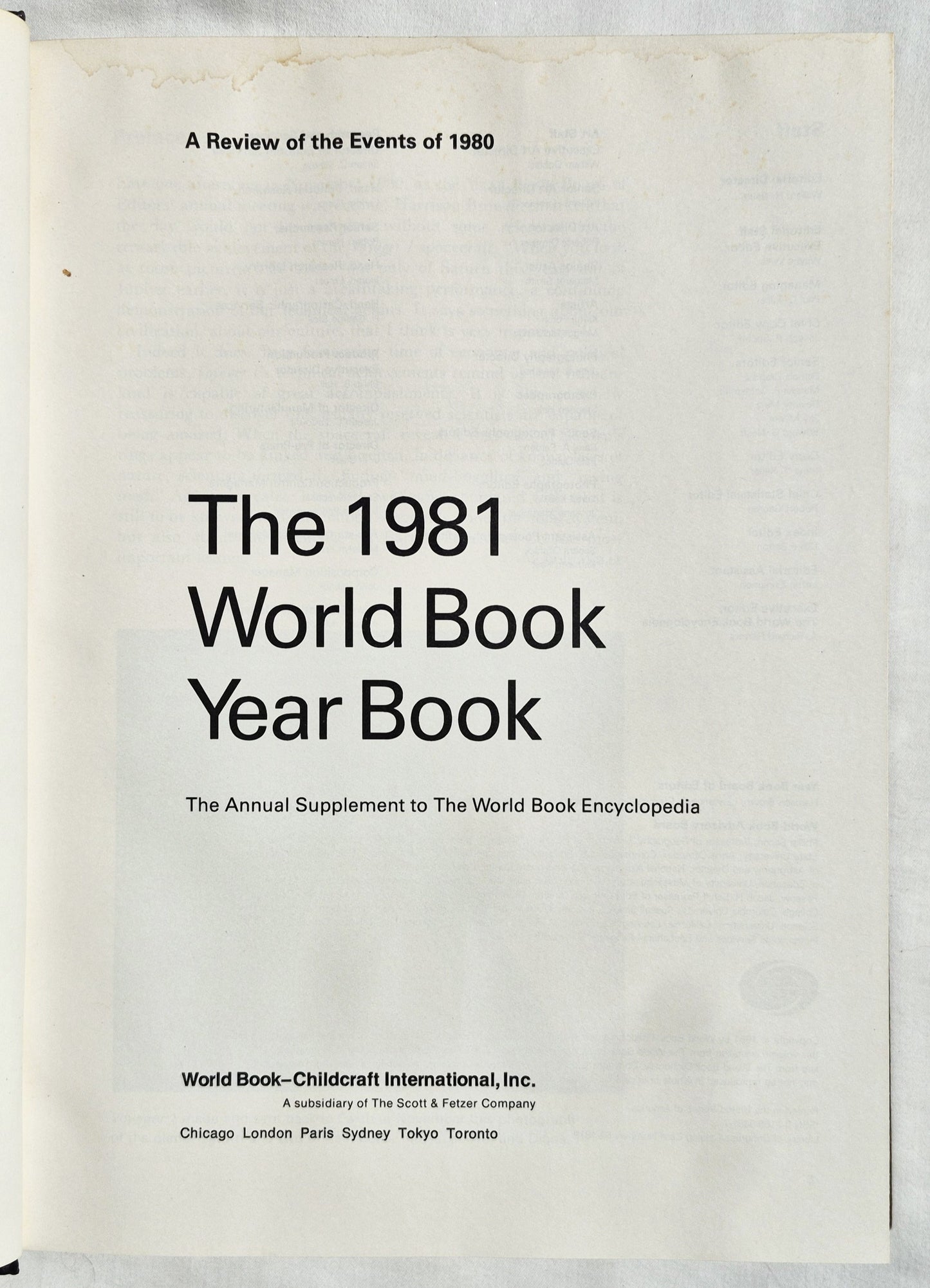The 1981 World Book Year Book (Gut, 1981, HC, 608 Seiten, World Book-Childcraft)