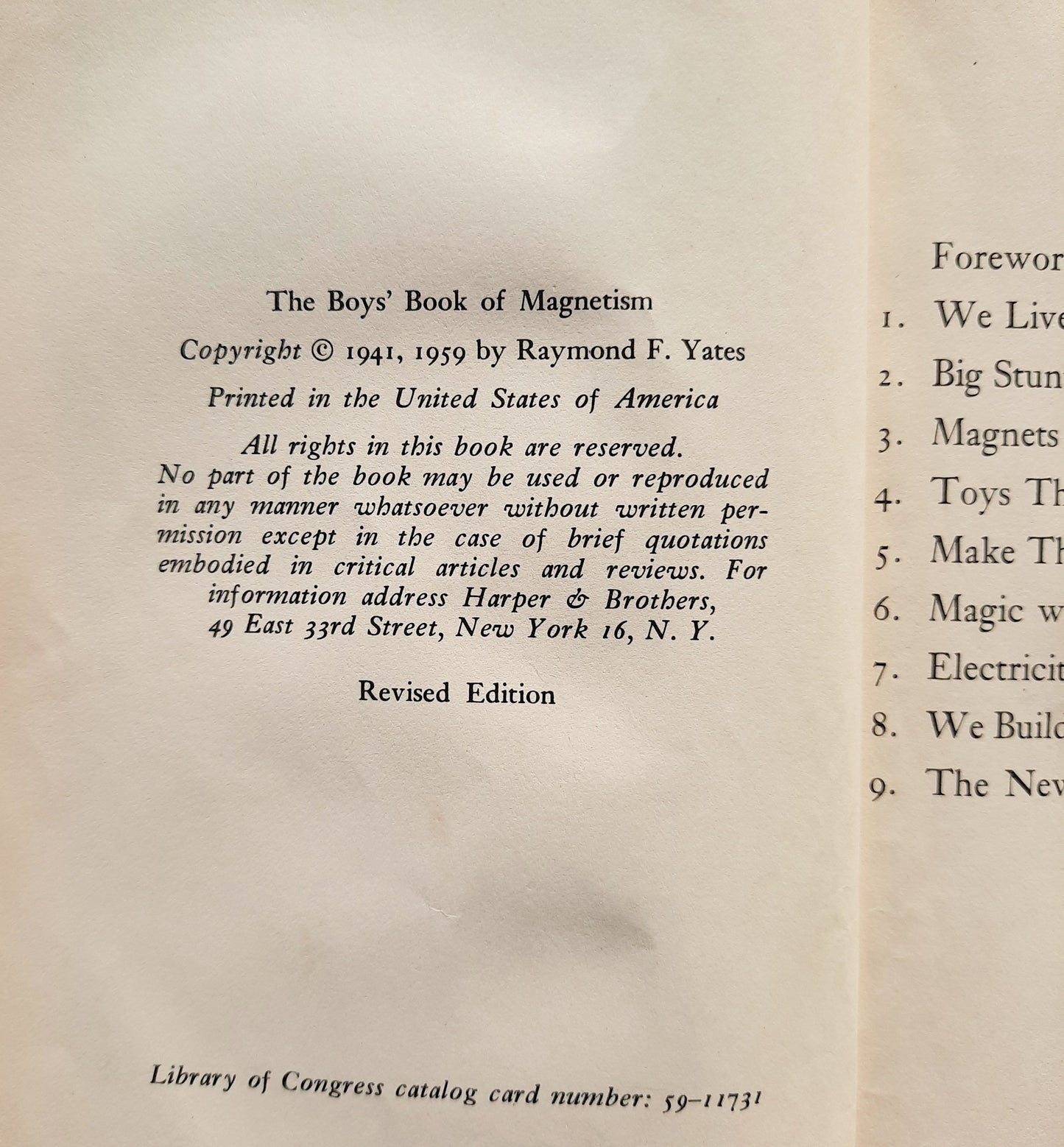 The Boys' Book of Magnetism by Raymond F. Yates (Good, 1959, HC, 161 pgs, Harper & Brothers)